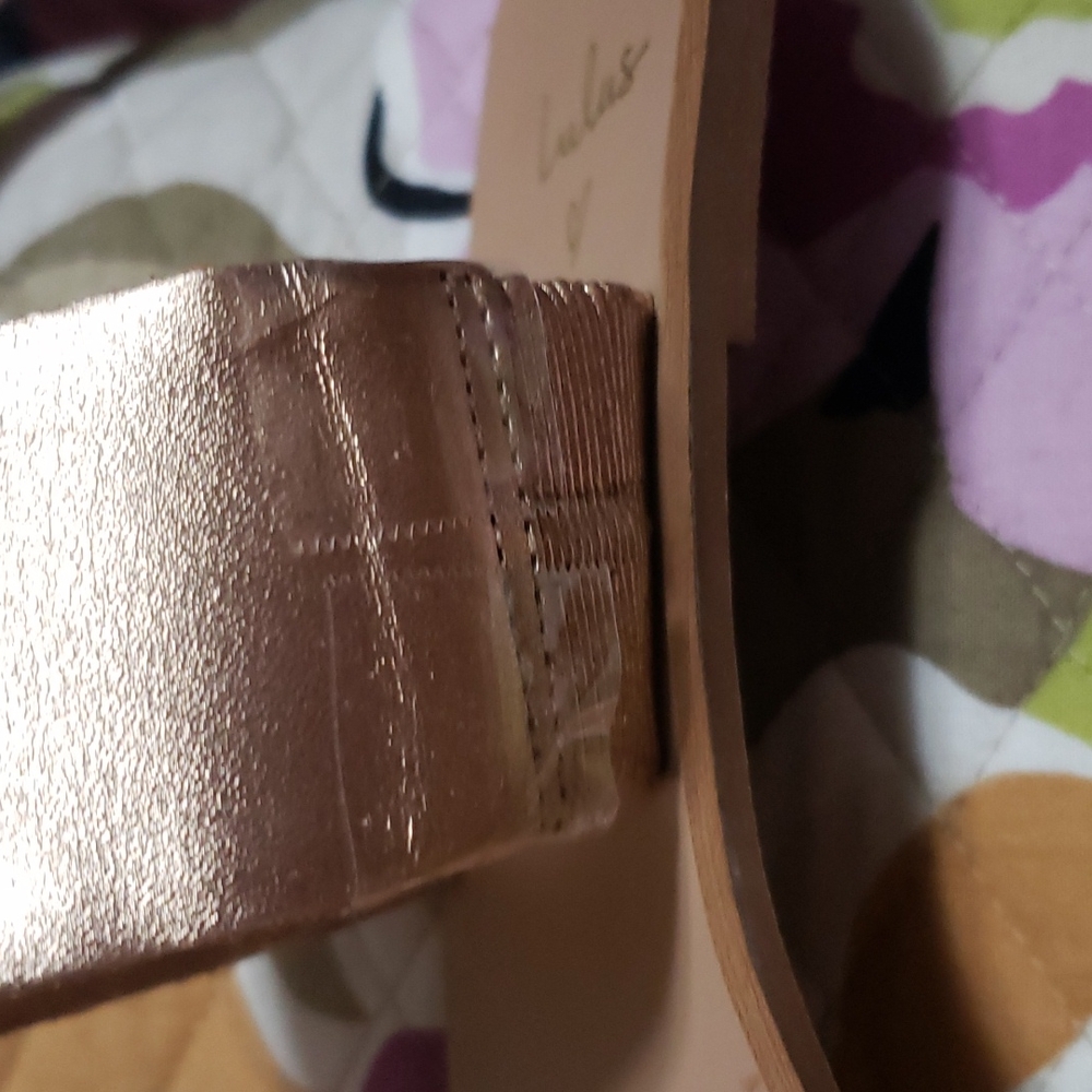 Lulus CAYLEE LEATHER SANDAL ROSE GOLD SLIDE - Picture 9 of 11